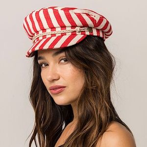 Brixton Red & Natural Striped Fiddler Cap